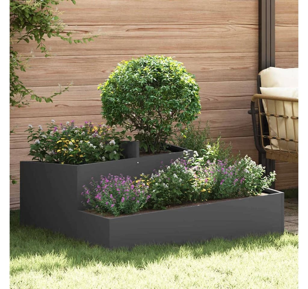 vidaXL Blumentopf Garten-Pflanzgefäß Schwarz Stahl