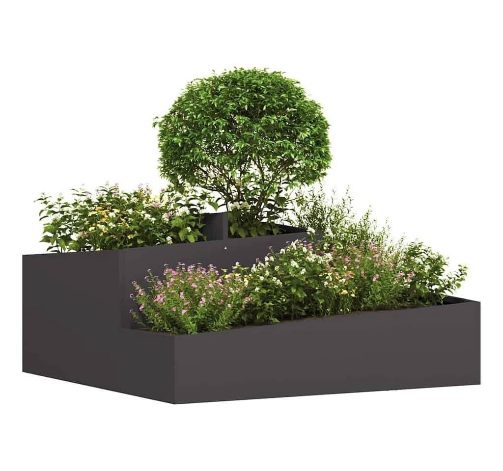 vidaXL Blumentopf Garten-Pflanzgefäß Schwarz Stahl - Bild 3