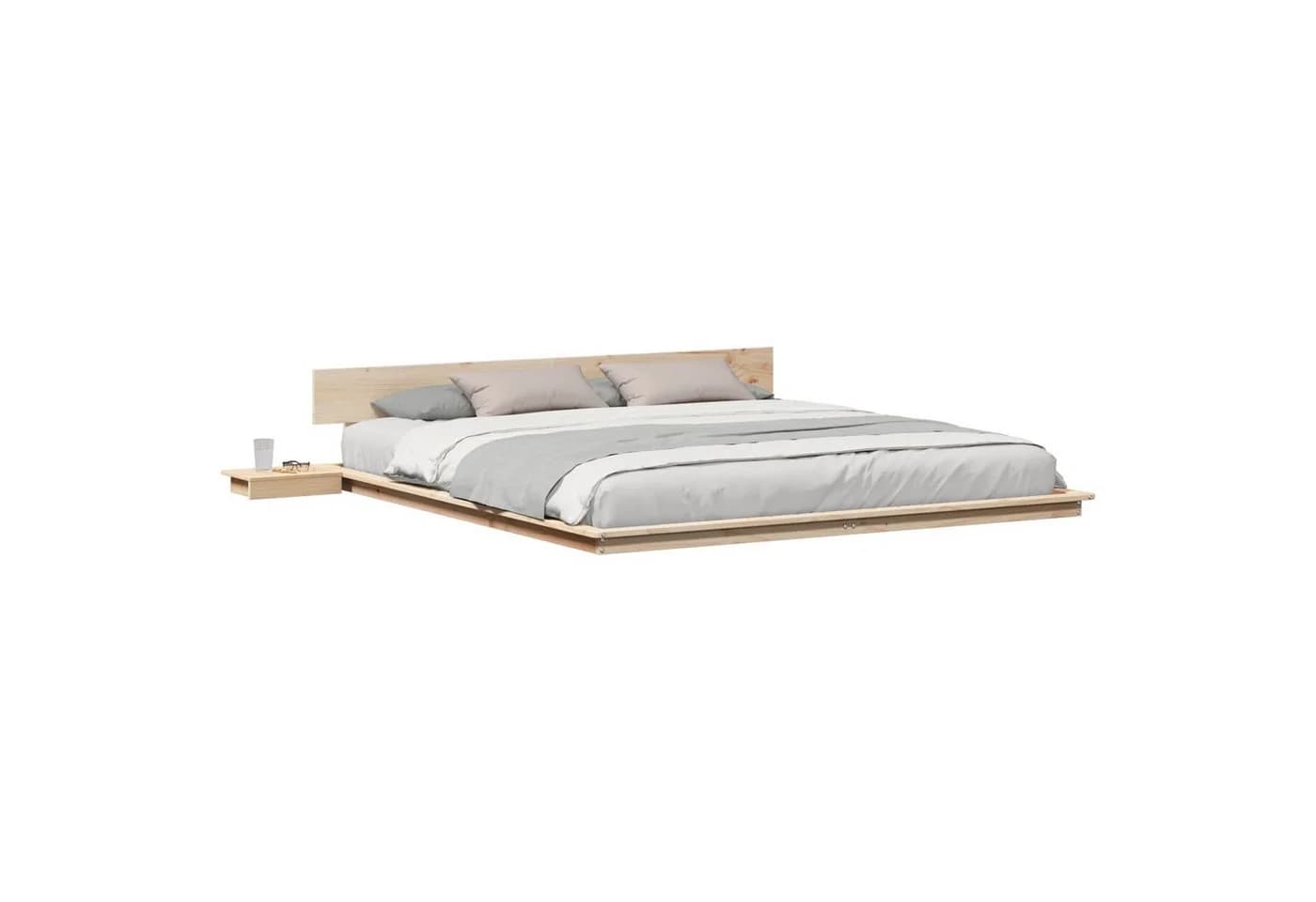vidaXL Bettgestell Braun 200x200 cm mit Nachttisch Massivholz - Bild 2