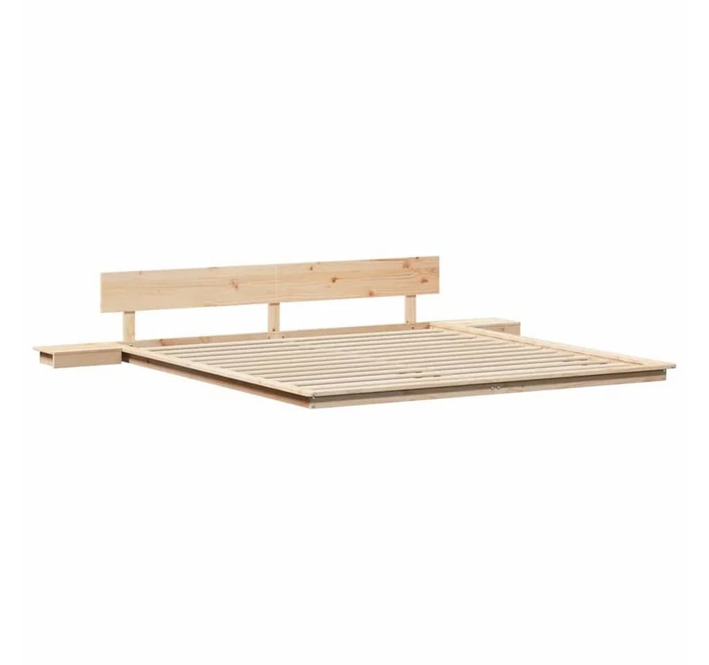 vidaXL Bettgestell Braun 200x200 cm mit Nachttisch Massivholz - Bild 4