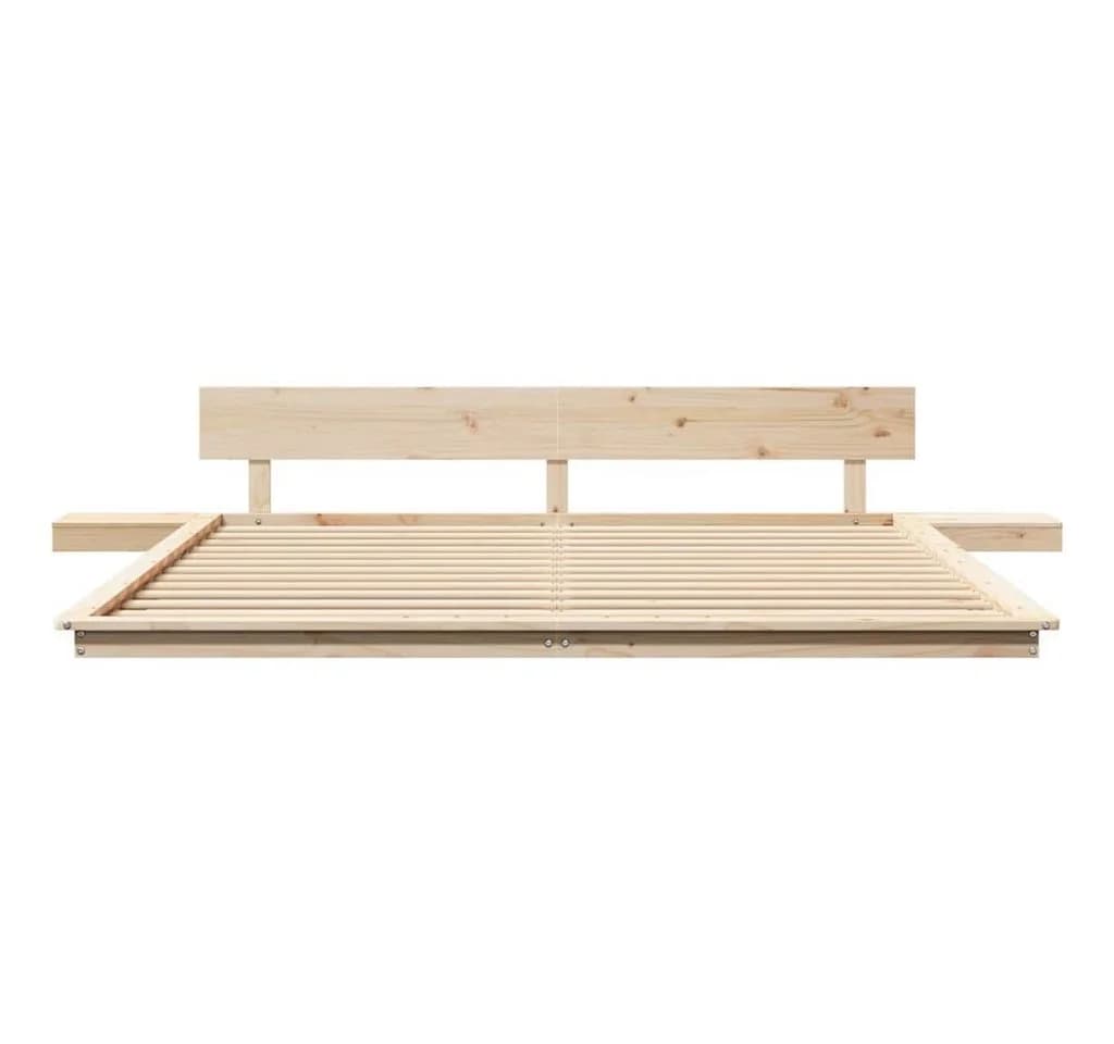 vidaXL Bettgestell Braun 200x200 cm mit Nachttisch Massivholz - Bild 5