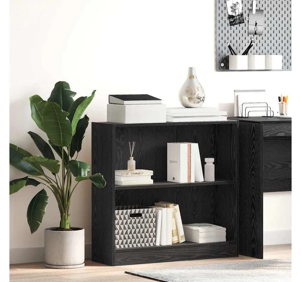 vidaXL Bücherregal Schwarz Eichen-Optik Holzwerkstoff