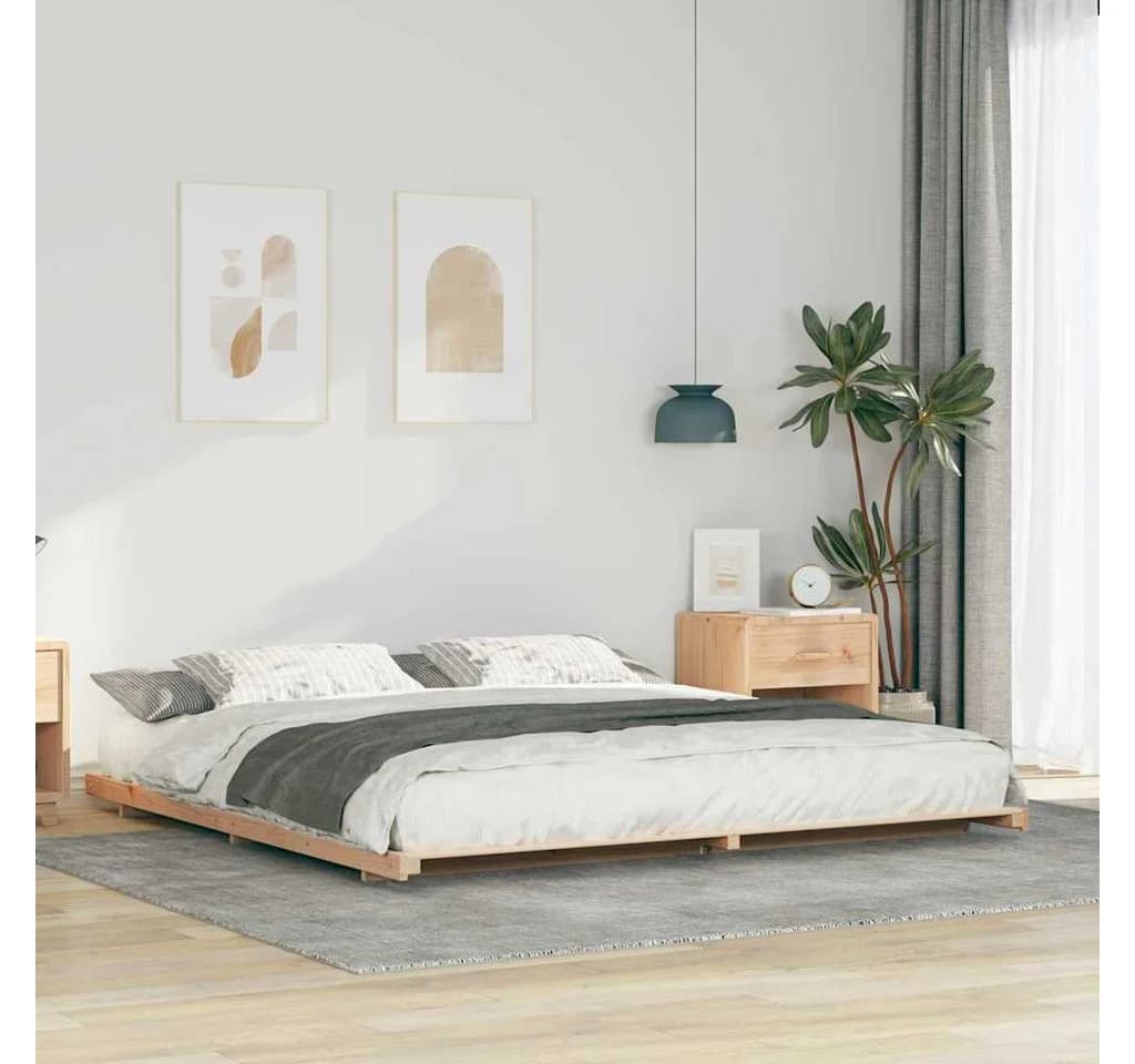 vidaXL Bettrahmen Braun Massives Kiefernholz Modern