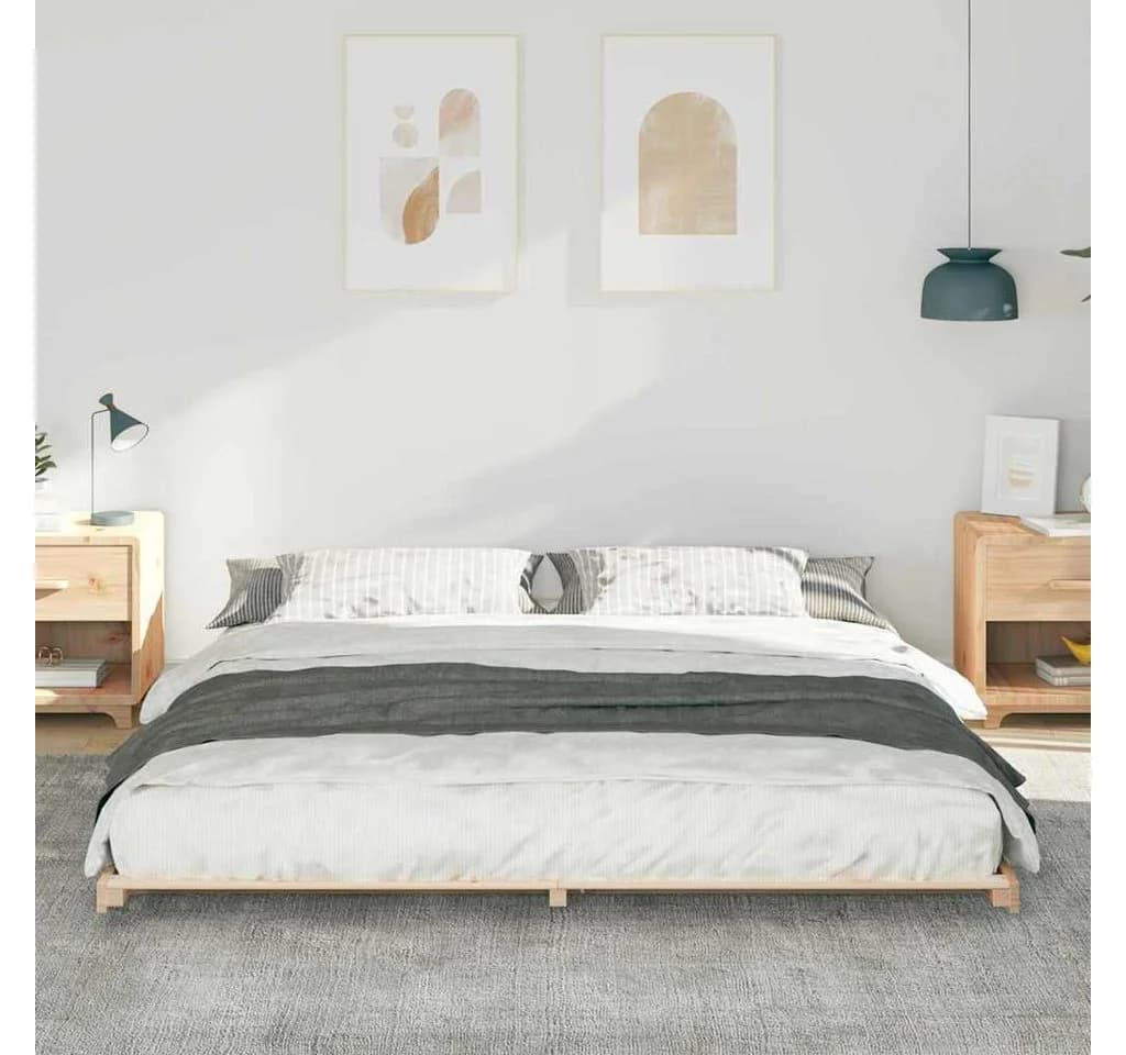 vidaXL Bettrahmen Braun Massives Kiefernholz Modern - Bild 3
