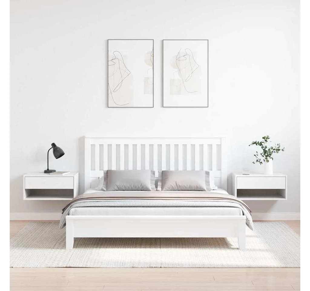 vidaXL Nachttisch Weiß Massivholz Kiefer 2 Schubladen - Bild 4