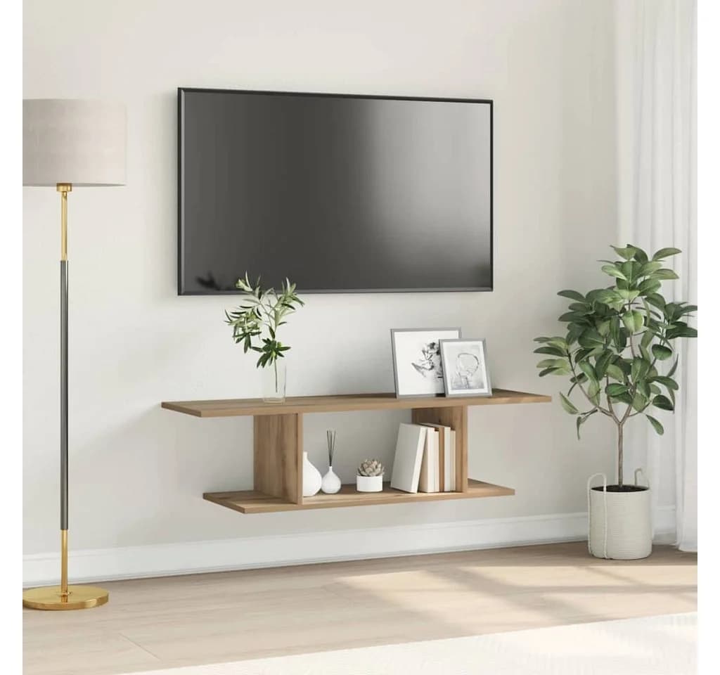 vidaXL TV-Schrank Braun Wandmontage Holzwerkstoff