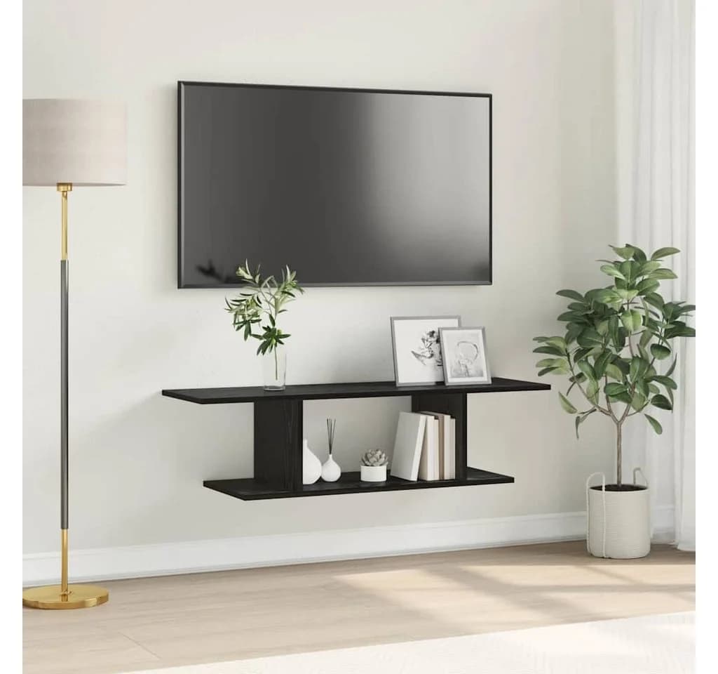 vidaXL TV-Schrank Schwarz Wandmontage Holzwerkstoff