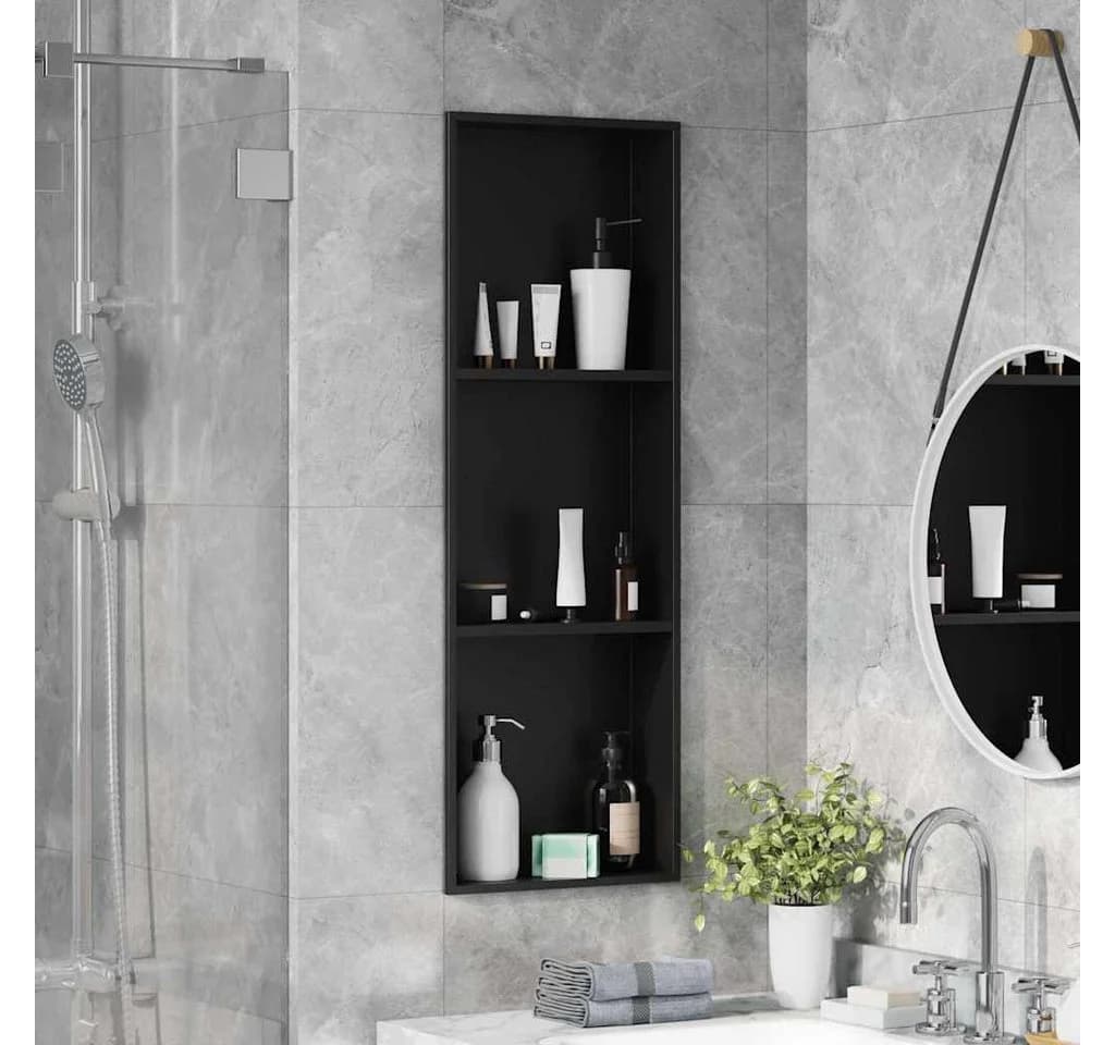 vidaXL Duschnische Schwarz Edelstahl Bad Organizer