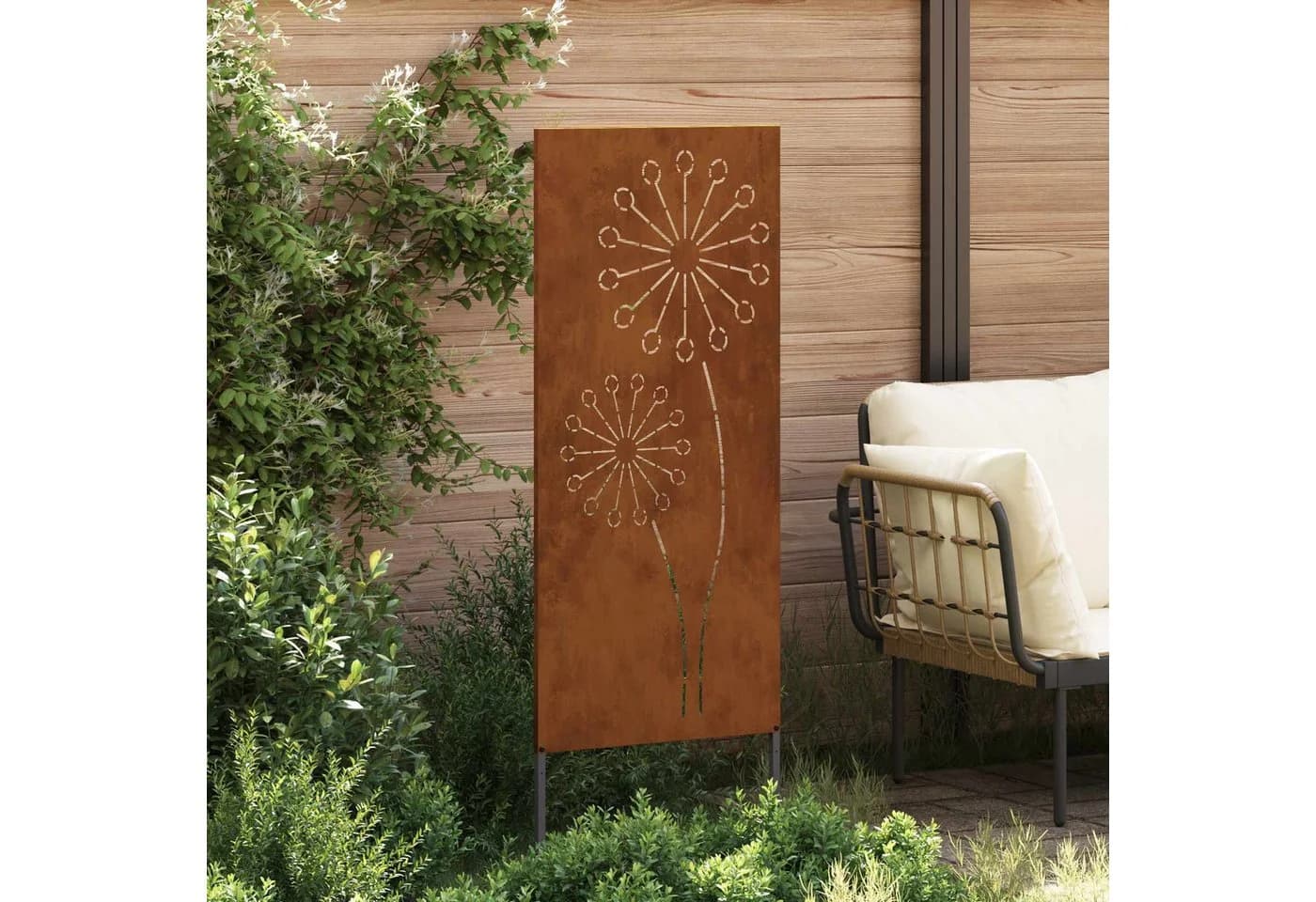 vidaXL Wandbild Garten Sichtschutz-Leinwand Rostig 50 x 140 cm Wetterfeststahl - Bild 3