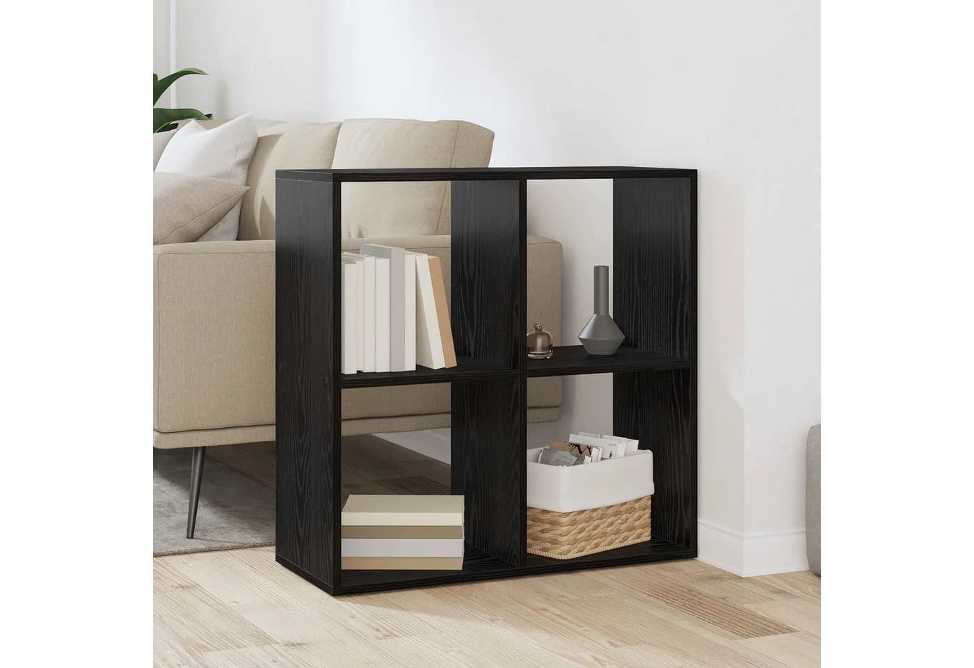 vidaXL Bücherregal Schwarz Eichen-Optik 4 Regale