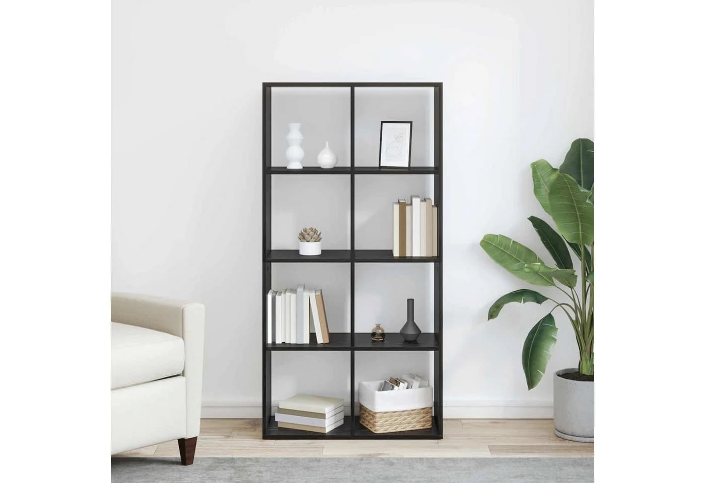 vidaXL Bücherregal 8 Ebenen Schwarz Eichen-Optik Holzwerkstoff - Bild 4