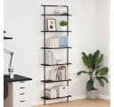 vidaXL Bücherregal Schwarz Eichen-Optik Stahlgestell 6 Fächer Bild 1