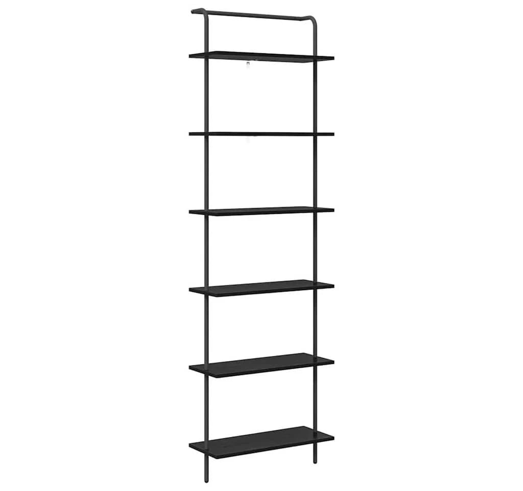 vidaXL Bücherregal Schwarz Eichen-Optik Stahlgestell 6 Fächer - Bild 2
