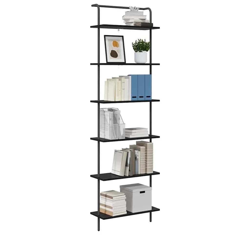 vidaXL Bücherregal Schwarz Eichen-Optik Stahlgestell 6 Fächer - Bild 3