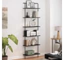 vidaXL Bücherregal Schwarz Eichen-Optik Stahlgestell 6 Fächer Bild 4