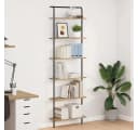 vidaXL Bücherregal Artisan-Eiche Schwarz Stahl 6 Regale Modern Bild 1