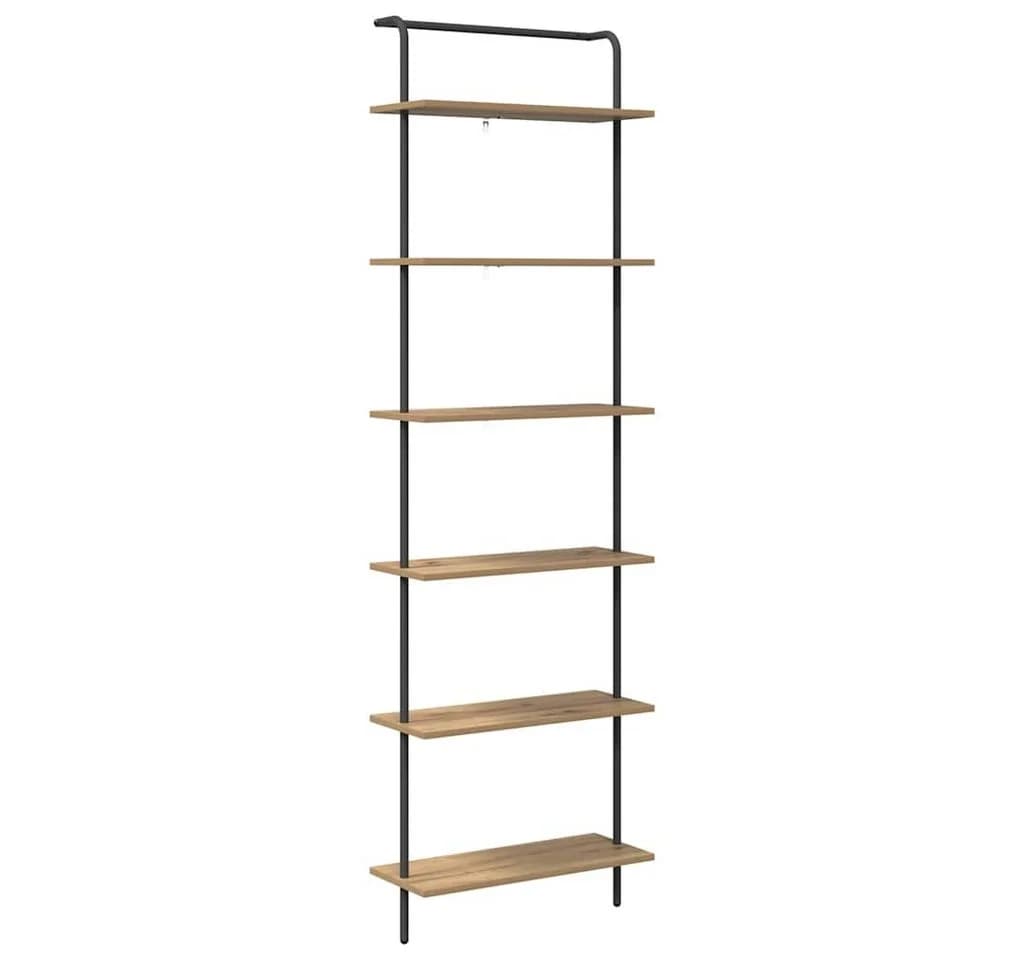 vidaXL Bücherregal Artisan-Eiche Schwarz Stahl 6 Regale Modern - Bild 2