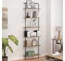 vidaXL Bücherregal Artisan-Eiche Schwarz Stahl 6 Regale Modern Bild 4