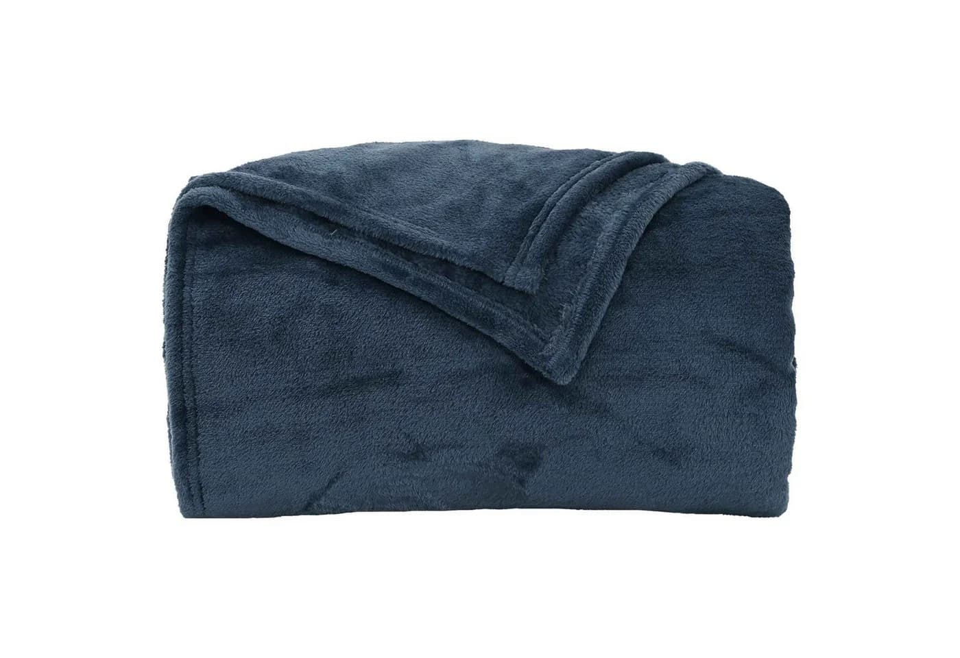 vidaXL Bettüberwurf Wohndecke Marineblau Fleece - Bild 4