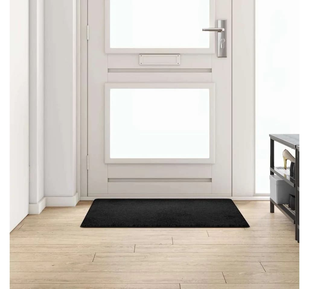 vidaXL Teppichläufer Schwarz 100x100 cm Polypropylen