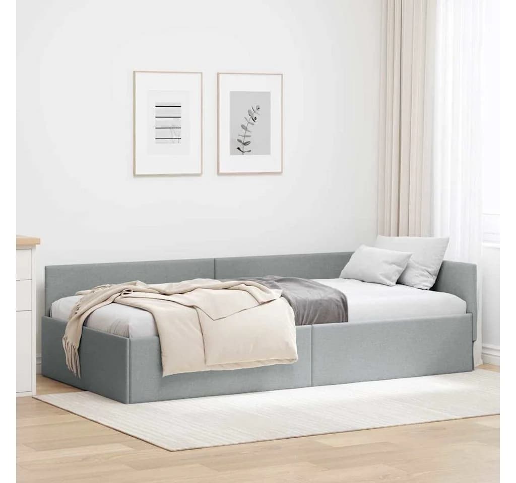 vidaXL Eckbettgestell Hellgrau 90x200 cm Samt