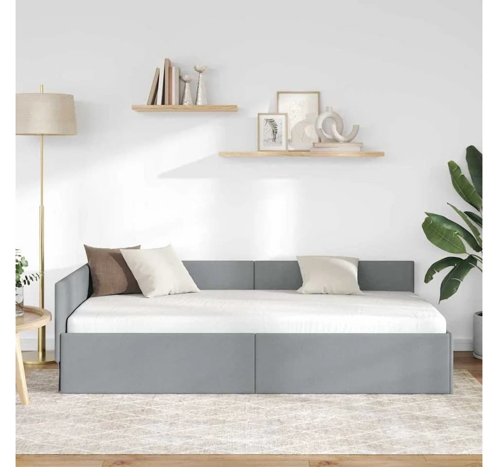 vidaXL Eckbettgestell Hellgrau 90x200 cm Samt - Bild 3