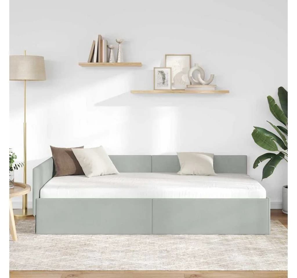 vidaXL Eckbettgestell Hellgrau 80x200cm Samt - Bild 3