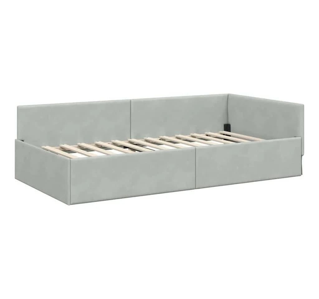 vidaXL Eckbettgestell Hellgrau 80x200cm Samt - Bild 4