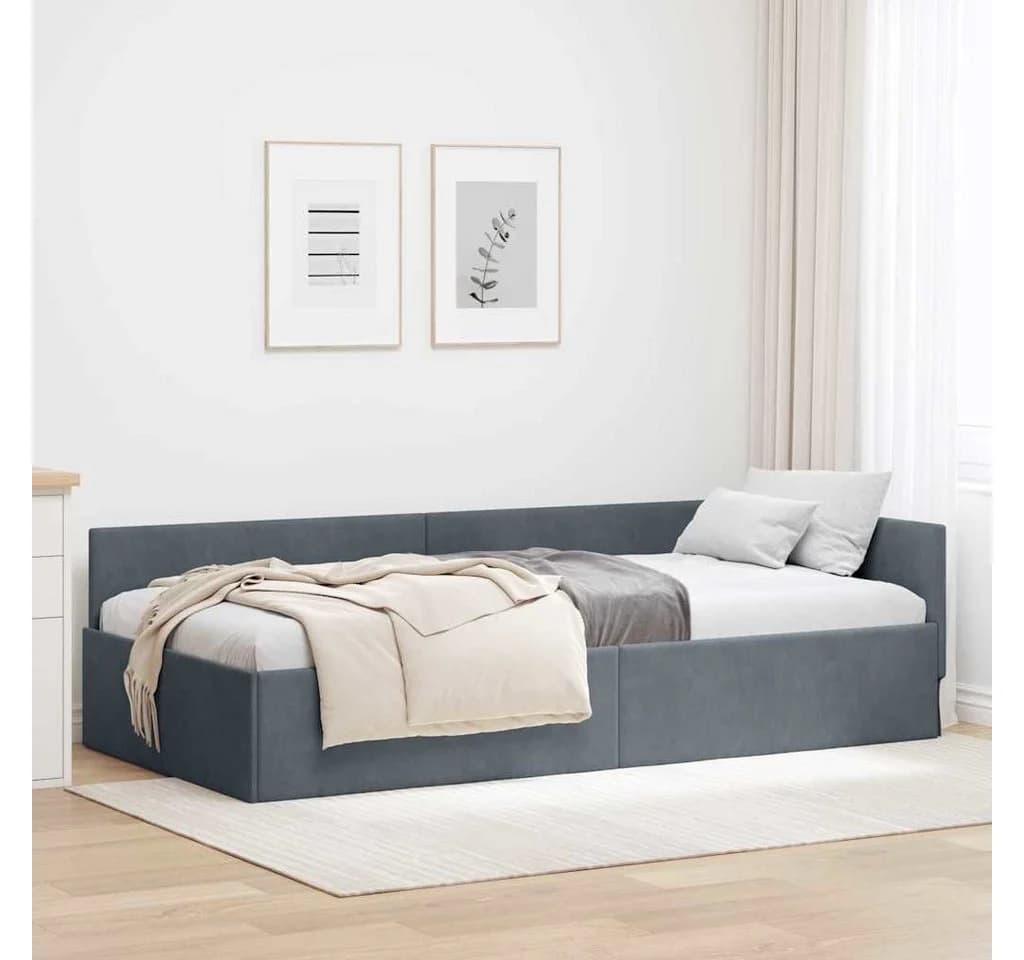 vidaXL Eckbettgestell Dunkelgrau 80x200 cm