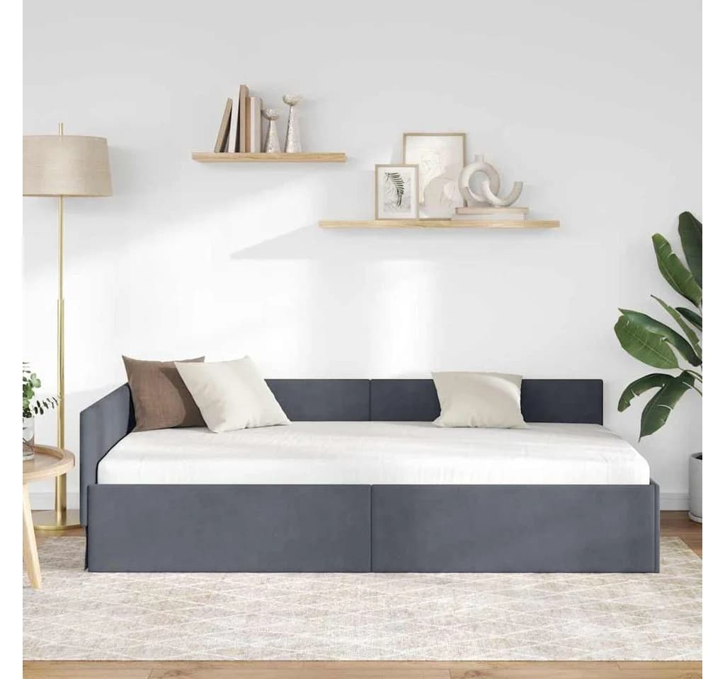 vidaXL Eckbettgestell Dunkelgrau 80x200 cm - Bild 3
