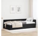vidaXL Eckbettgestell Schwarz Polyester und Sperrholz Bild 1