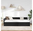 vidaXL Eckbettgestell Schwarz Polyester und Sperrholz Bild 3
