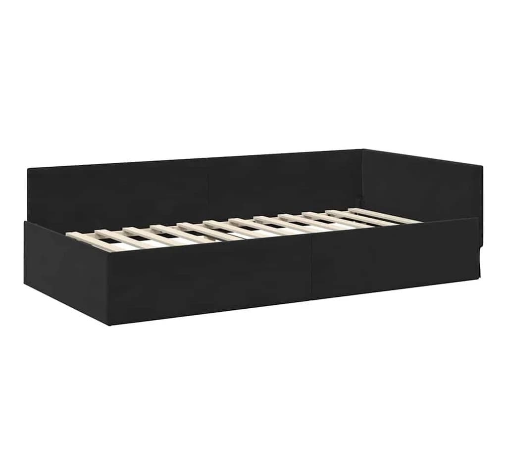 vidaXL Eckbettgestell Schwarz Polyester und Sperrholz - Bild 4
