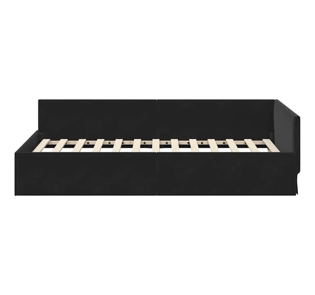 vidaXL Eckbettgestell Schwarz Polyester und Sperrholz - Bild 5