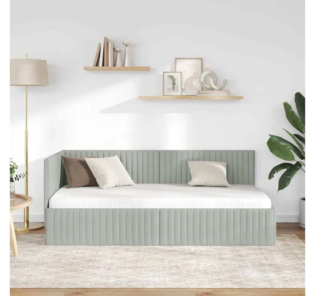 vidaXL Eckbettgestell Hellgrau 90x190 cm Samt - Bild 3