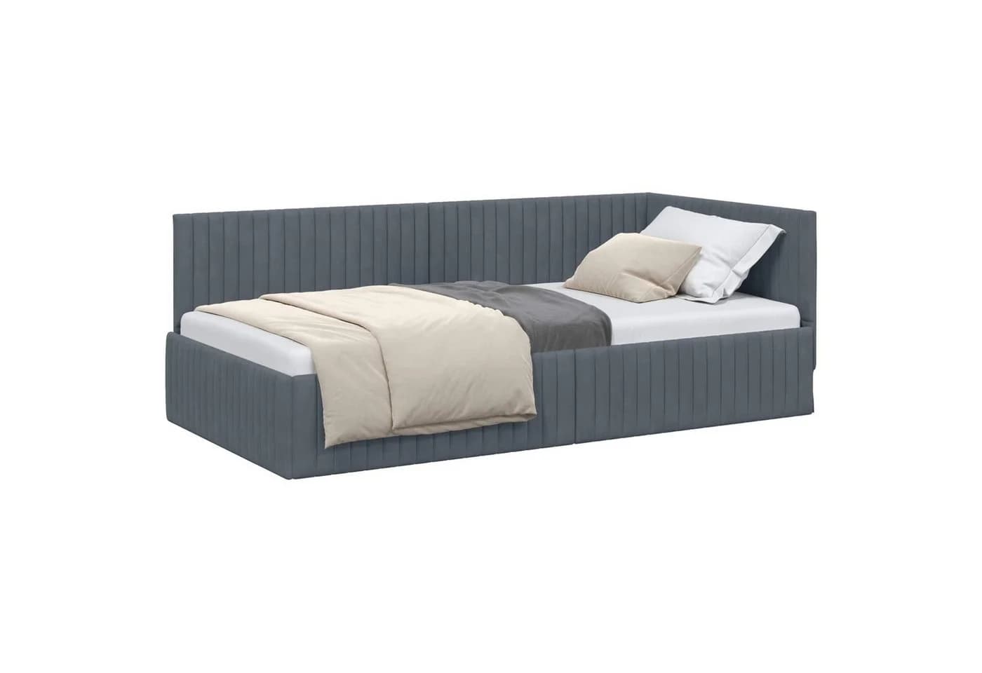 vidaXL Eckbettgestell Dunkelgrau 100x200 cm Samt - Bild 2