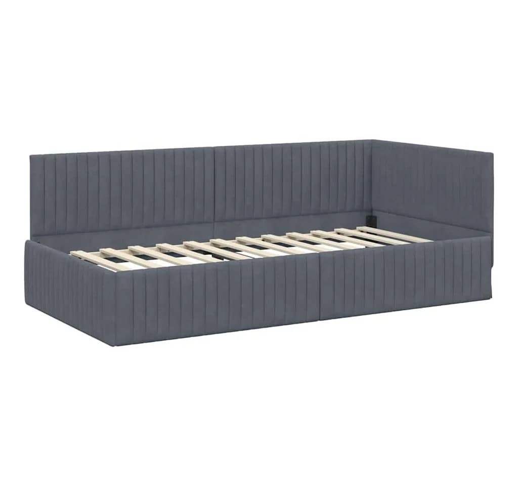 vidaXL Eckbettgestell Dunkelgrau 100x200 cm Samt - Bild 4