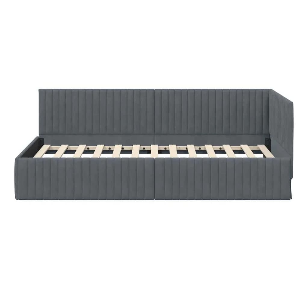 vidaXL Eckbettgestell Dunkelgrau 100x200 cm Samt - Bild 5