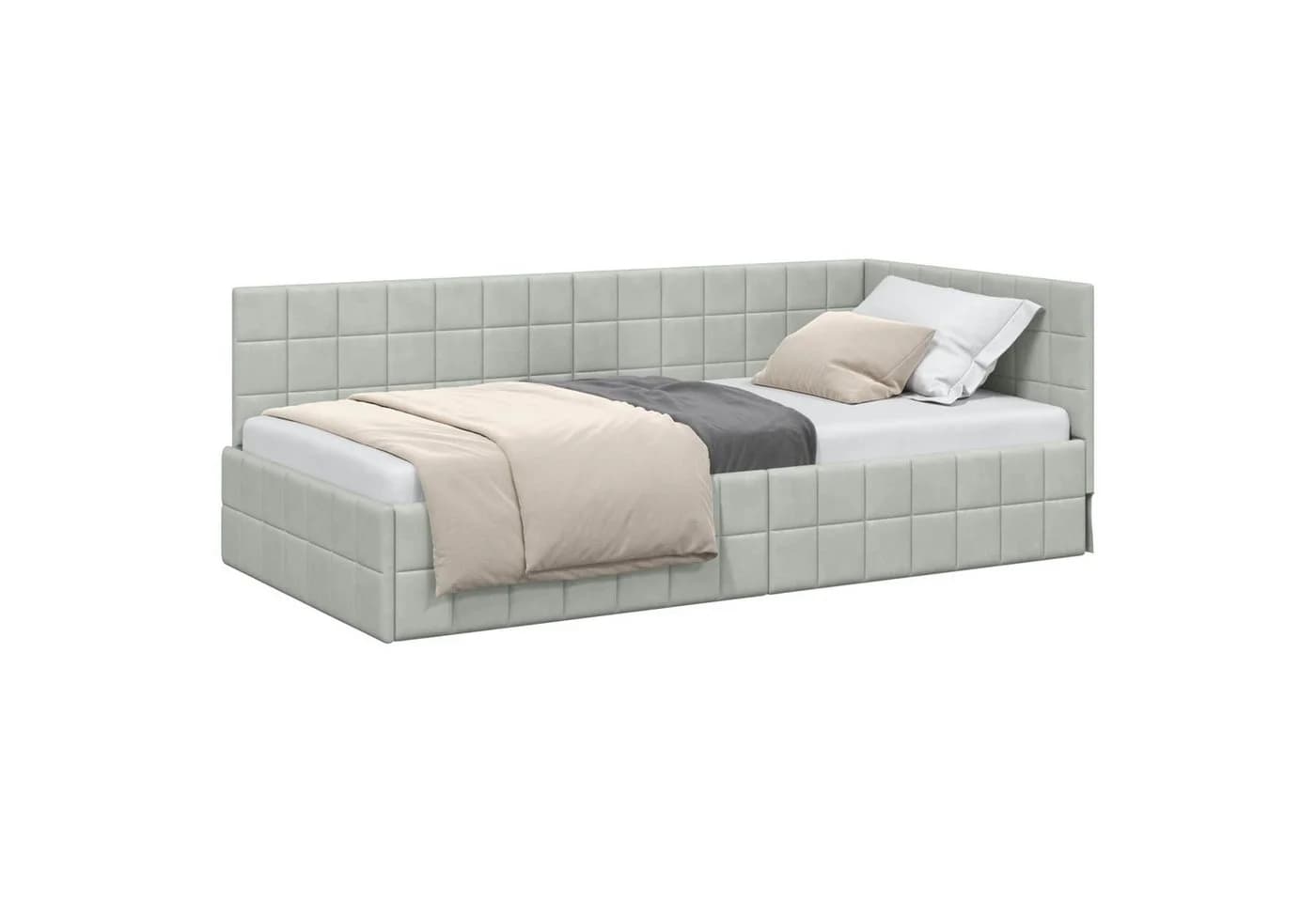 vidaXL Eckbettgestell Hellgrau 100x200 cm Samt - Bild 2