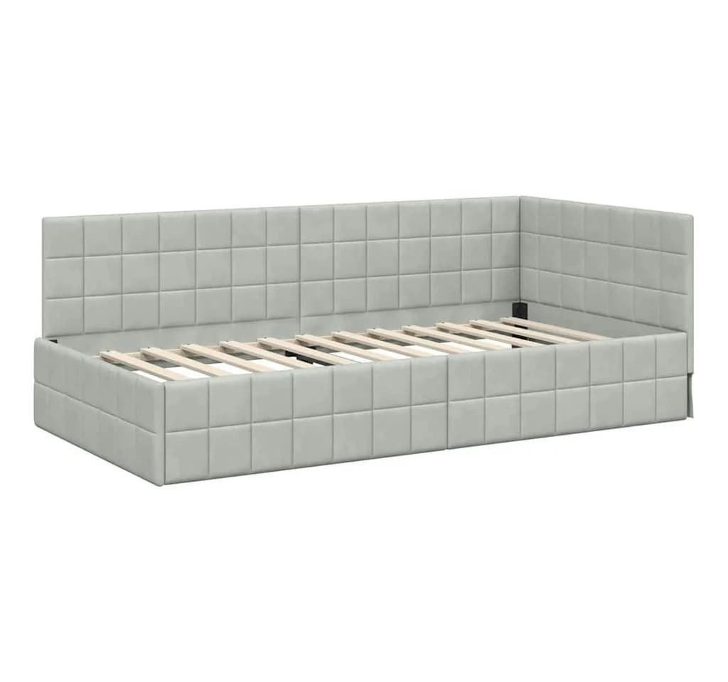 vidaXL Eckbettgestell Hellgrau 100x200 cm Samt - Bild 4
