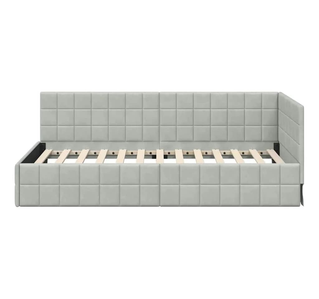 vidaXL Eckbettgestell Hellgrau 100x200 cm Samt - Bild 5