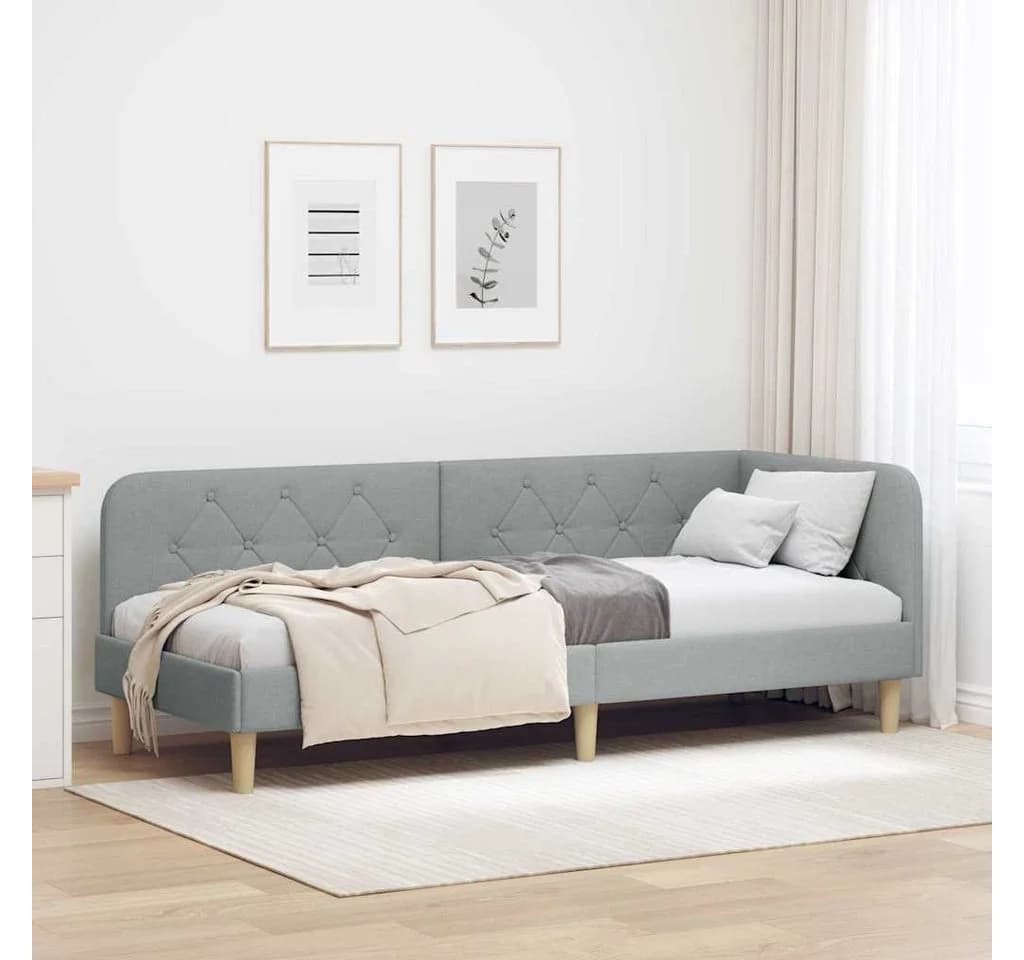 vidaXL Eckbettgestell Hellgrau 80x200 cm Stoff L-Form