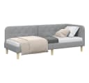 vidaXL Eckbettgestell Hellgrau 80x200 cm Stoff L-Form Bild 3
