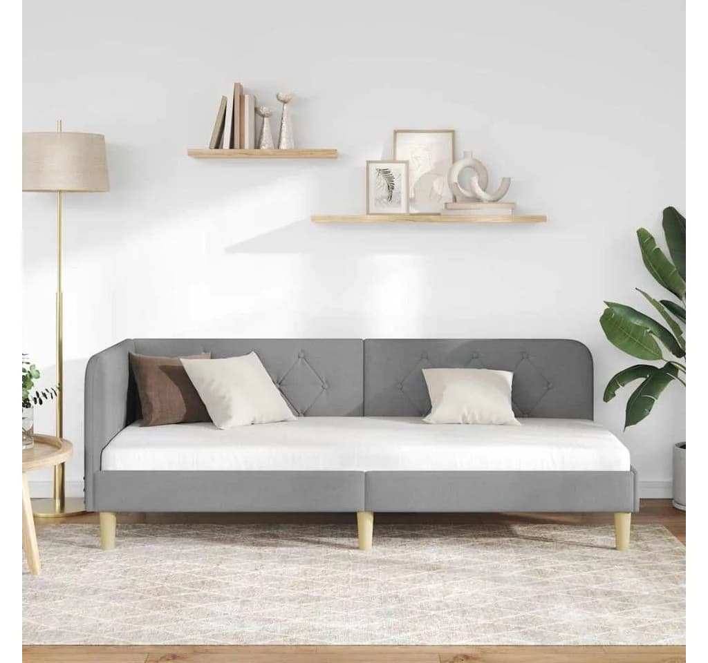 vidaXL Eckbettgestell Hellgrau 80x200 cm Stoff L-Form - Bild 4