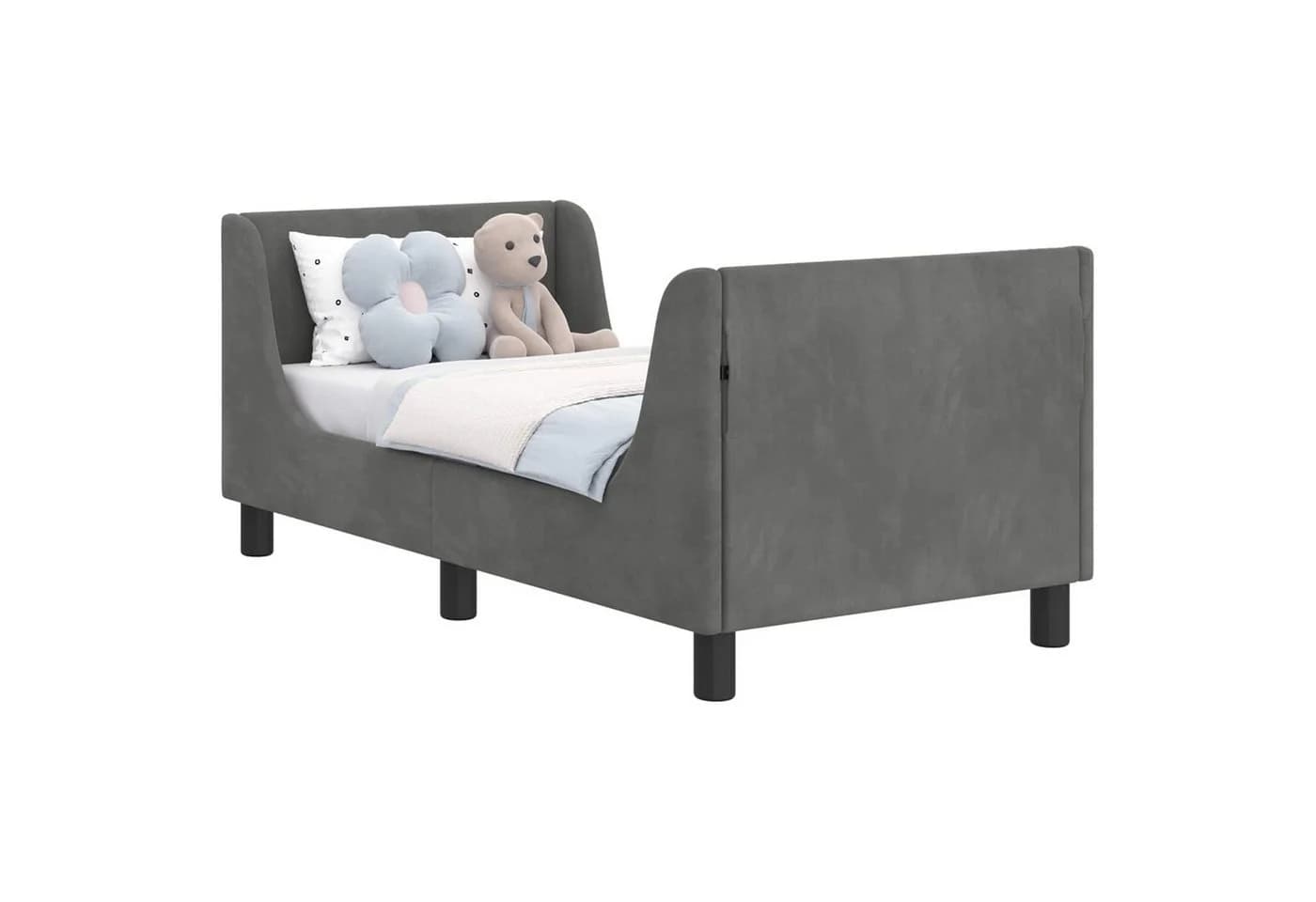 vidaXL Bett Kinderbettgestell mit Kopfteil Dunkelgrau 70 x 140 cm Samt - Bild 2