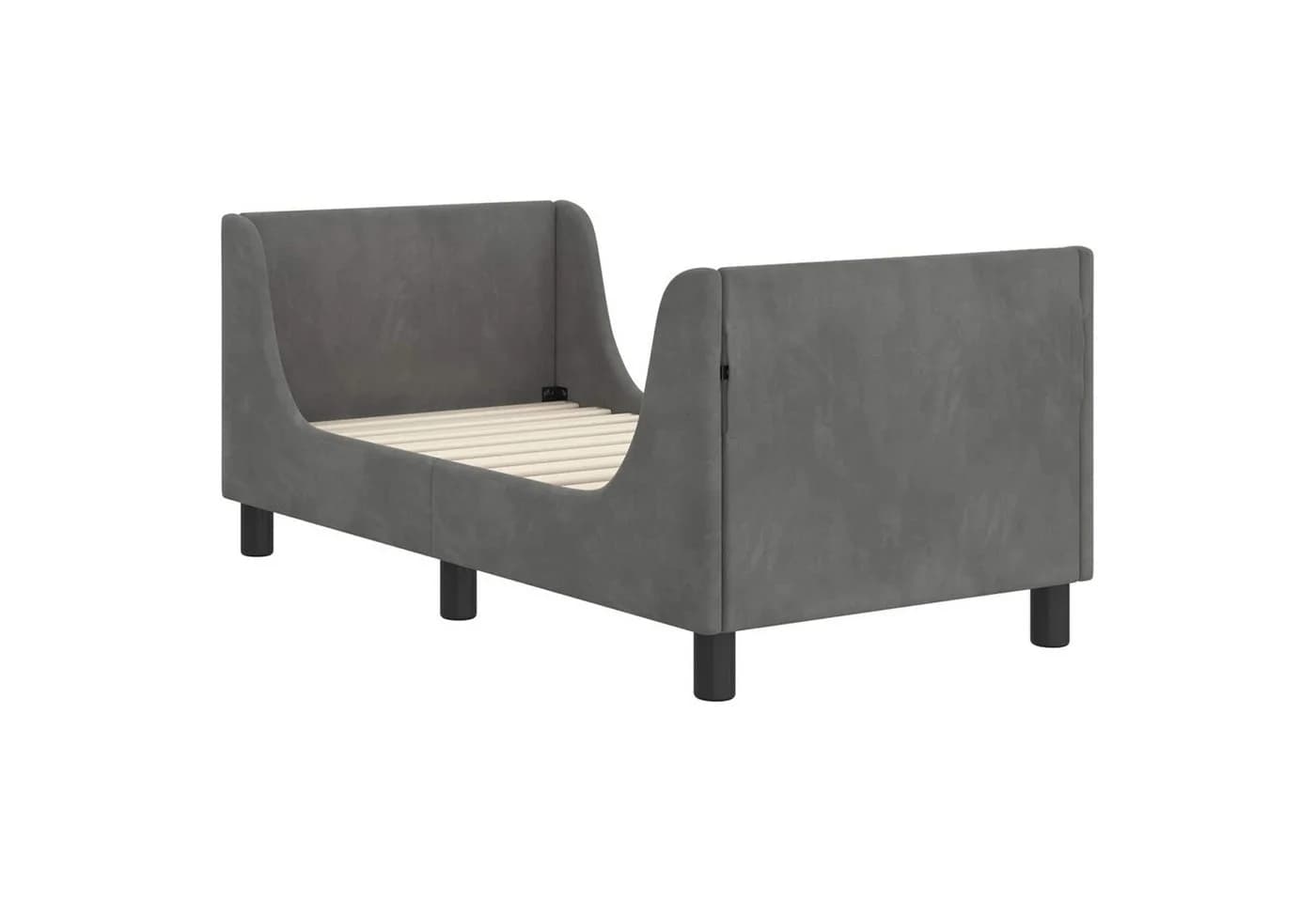 vidaXL Bett Kinderbettgestell mit Kopfteil Dunkelgrau 70 x 140 cm Samt - Bild 4