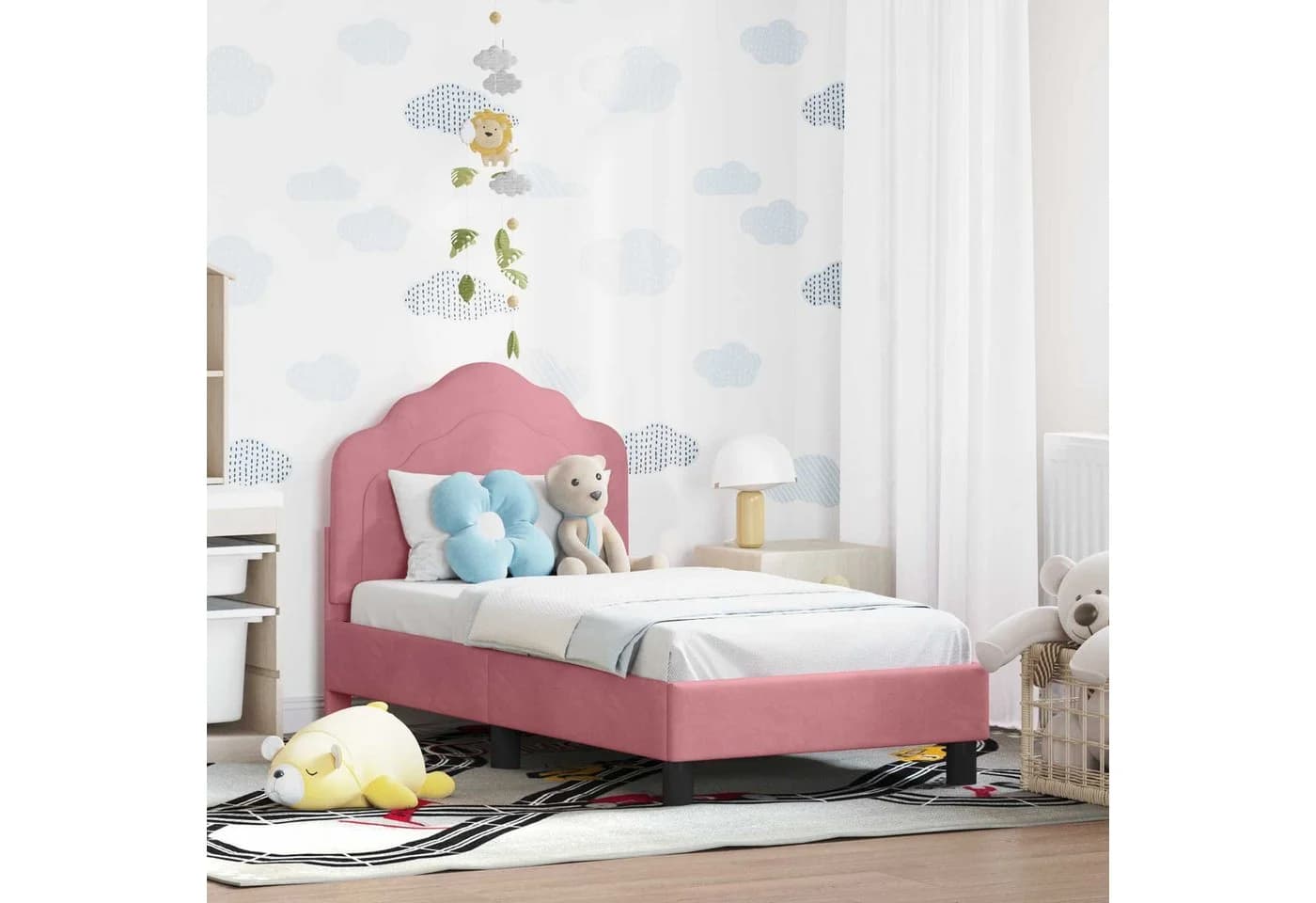 vidaXL Kinderbettgestell Rosa 70 x 140 cm Samt
