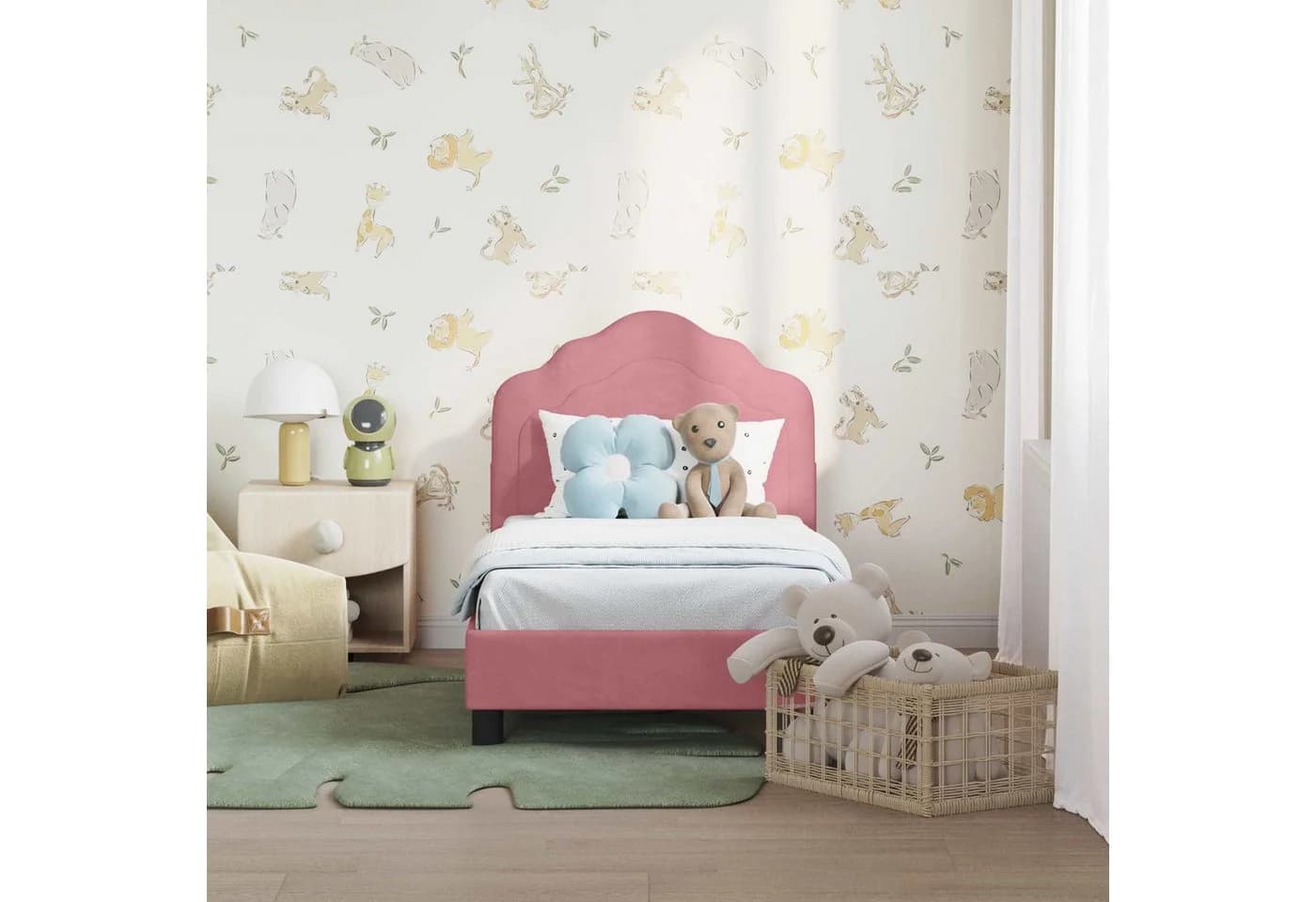 vidaXL Kinderbettgestell Rosa 70 x 140 cm Samt - Bild 3