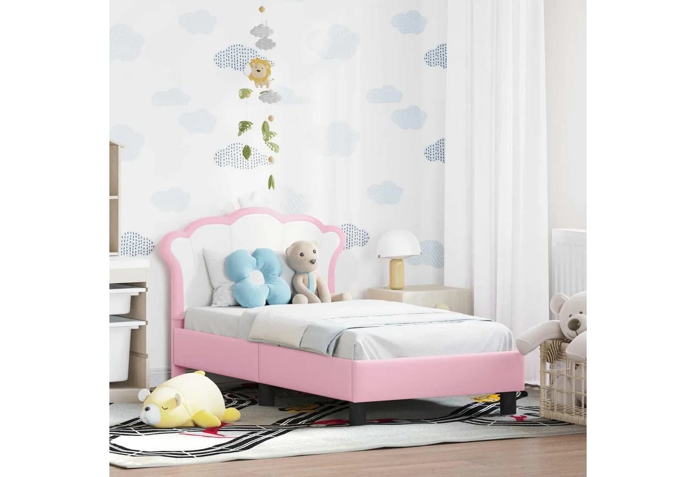 vidaXL Bett Kinderbettgestell Rosa mit Kopfteil