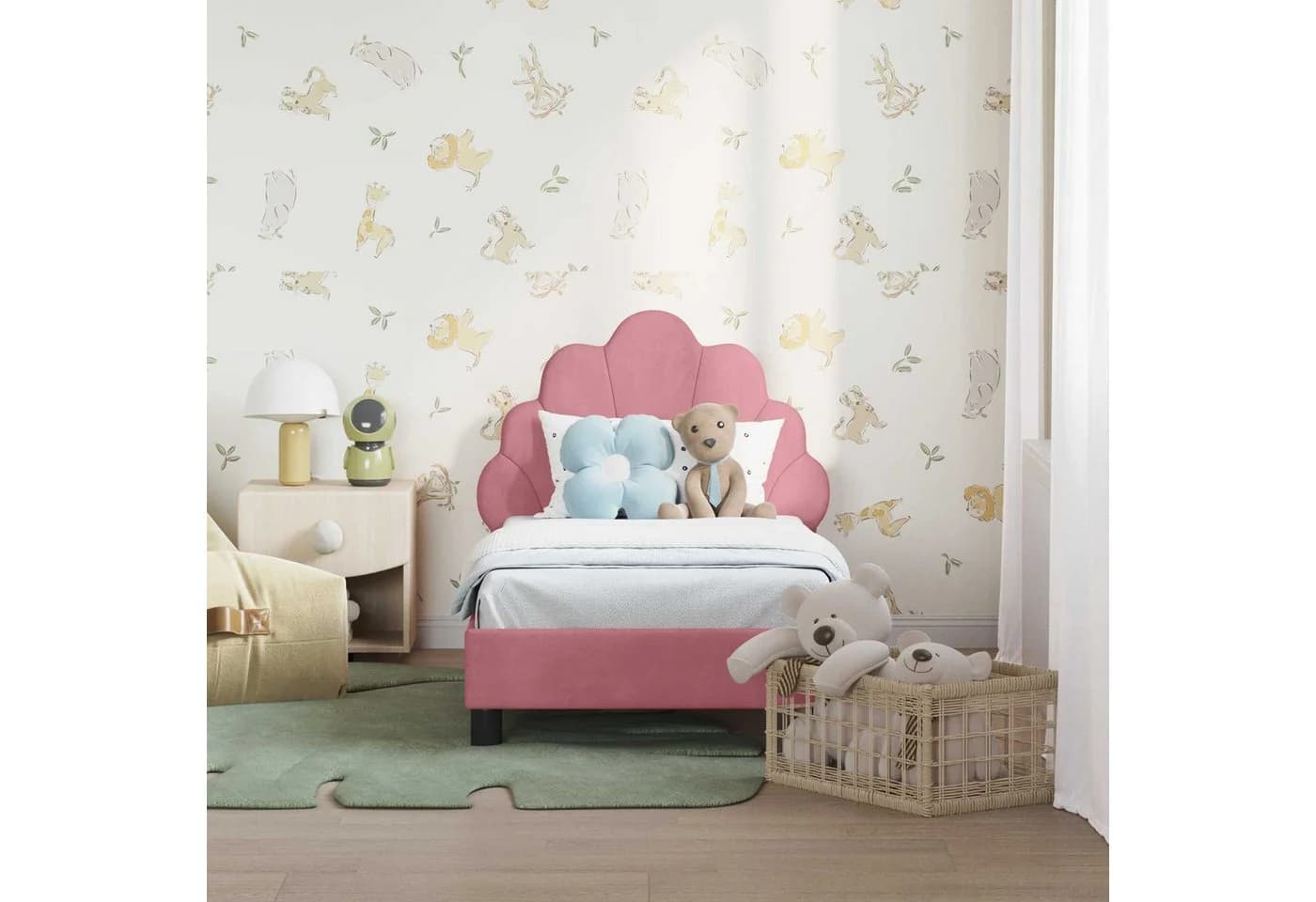 vidaXL Kinderbettgestell Rosa 70 x 140 cm Samt - Bild 3